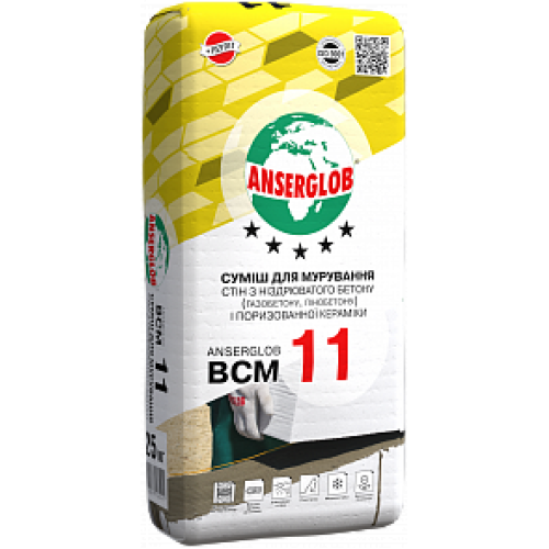 Сумiш для мурув. стін з ніздрюватого бетону і поризов. кераміки BCМ 11, 25 кг